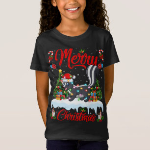T-Shirt Skunks Amoureux Noël Éclairage Santa Hat Skunks Ch