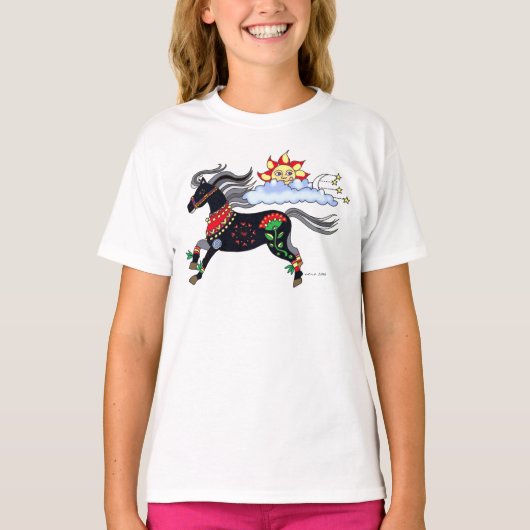 T-shirt Sky Pony Ukrainien Folk Art par Vera Trembach (Devant)