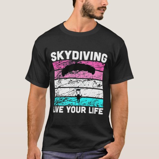 T-shirt Skydive En Couleurs Rétro Pour Instructeur De Skyd (Devant)