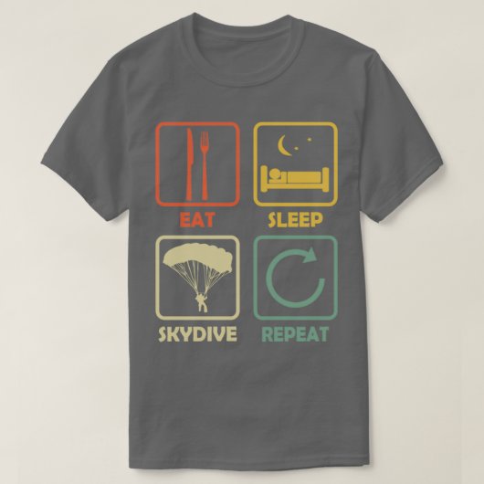 T-shirt Skydive skydive Manger Sleep Répéter Retro Funny G (Design devant)