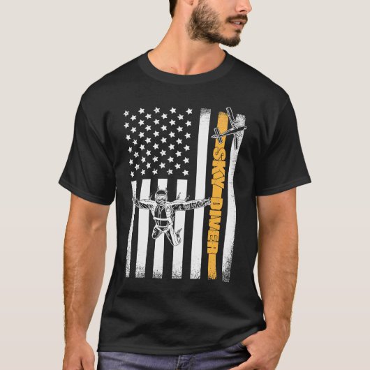T-shirt Skydiving  Parachuting American Skydiver USA Flag (Devant)