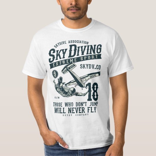 T-shirt Skydiving Parachuting Skydive Tee Skydiver  (Devant)