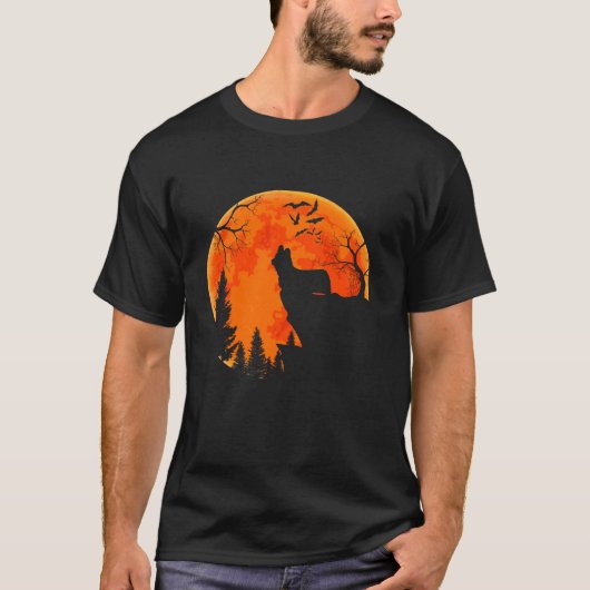 T-shirt Skye Terrier Chien Et Lune Costume Halloween Chien (Devant)
