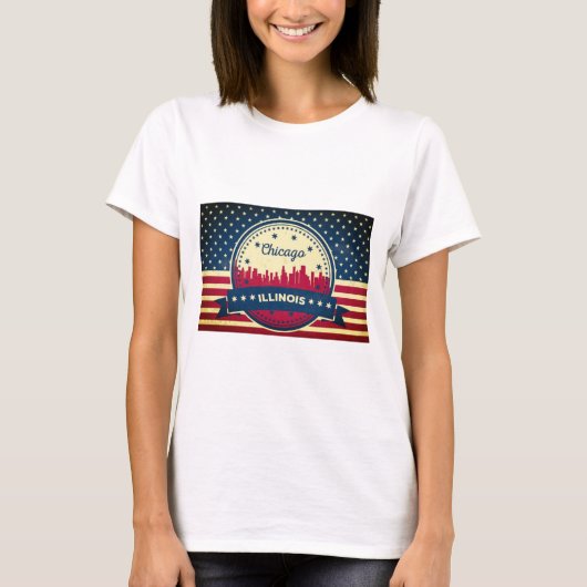 T-shirt Skyline de l'Illinois (Devant)