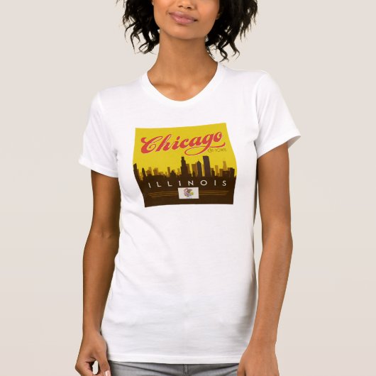 T-shirt Skyline de l'Illinois (Devant)