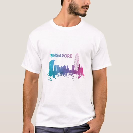 T-shirt Skyline de Singapour (Devant)