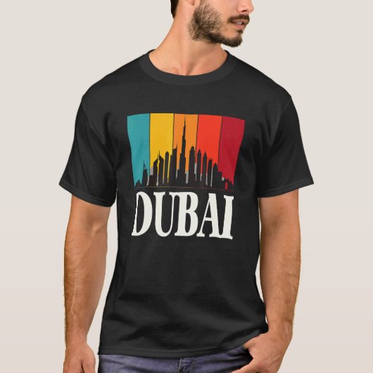 T-shirt Skyline Dubai Retro Burj Khalifa United Arab Emira (Devant)