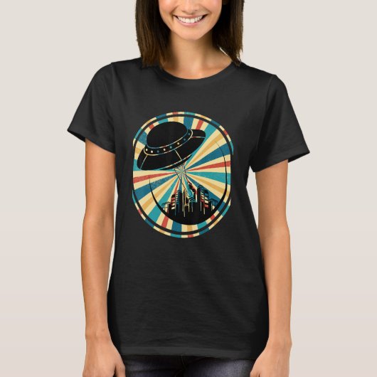 T-shirt Skyline Ufo Abduction Science Fiction Retro Ufo (Devant)