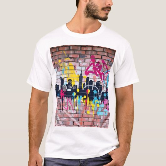 T-shirt Skyline urbain peint en Spray (Devant)
