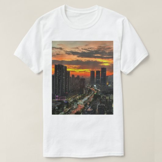 T-shirt Skyline Ville Sunset (Design devant)