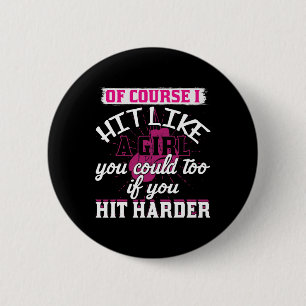 T-shirt slaat als een meisje Leuk kickboksen bokse Ronde Button 5,7 Cm