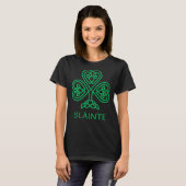 T-shirt Slainte Irlandais Vert Shamrock Celtic Knot Irland (Devant entier)