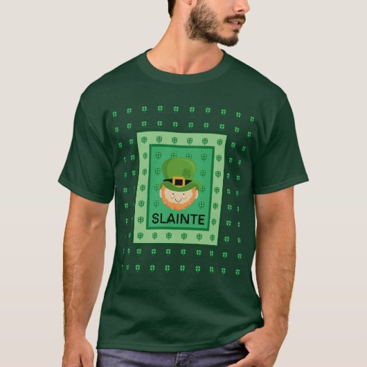 T-shirt Slainte Leprechaun et trèfles (Devant)