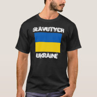 Slavutych, Ukraine avec drapeau ukrainien
