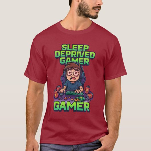T-shirt “Sleep Deprived Gamer – Funny Gaming T-Shirt” (Devant)