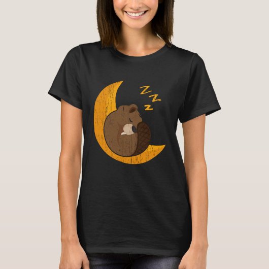 T-shirt Sleeping Beaver Faune Animal Canada Barrage Rongeu (Devant)