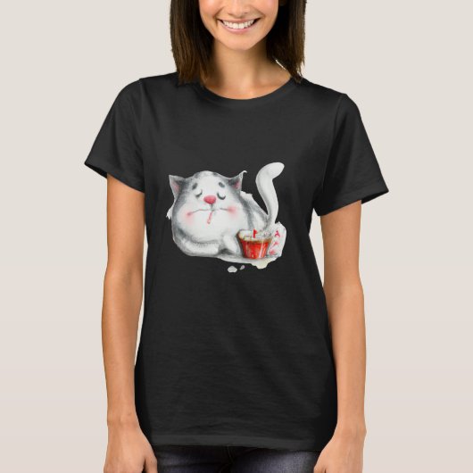 T-shirt Sleeping cat artwork cute kitten (Devant)