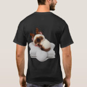 T-shirt Sleeping Reindeer Cat with Candy Cane on Star Pill (Dos)
