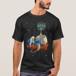 T-shirt Sleeping Sloth Menorah Hanukkah Chanukah Animal Je