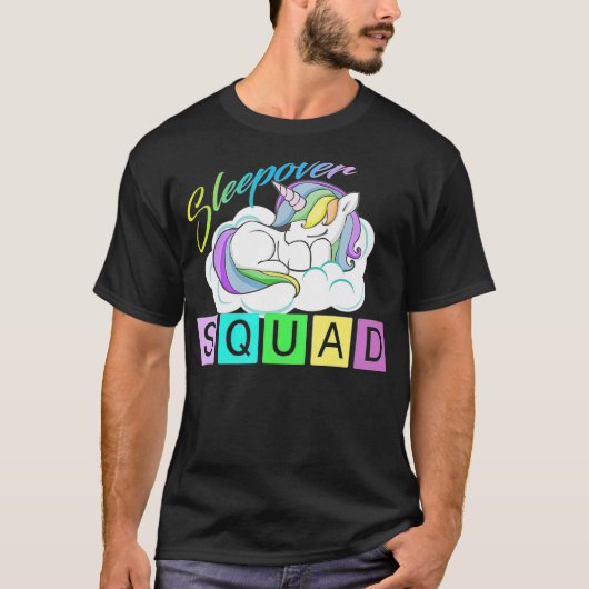 T-shirt Sleepover Squad, Unicorn Theme Pajama animaux hum (Devant)