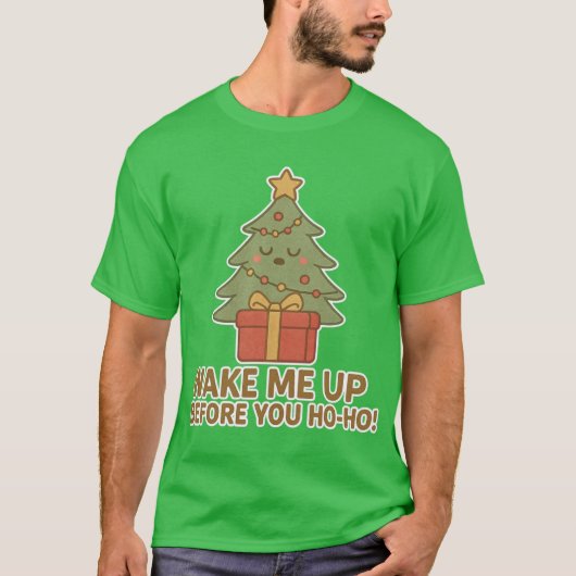 T-shirt Sleepy Christmas Tree Funny Holiday Gift Box Desig (Devant)