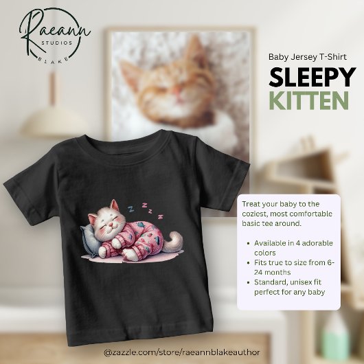 T-shirt Sleepy Kitten Baby Fine Jersey