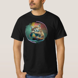 T-shirt Sleepy Kitten with Soccer Ball – Cute Sports Lover