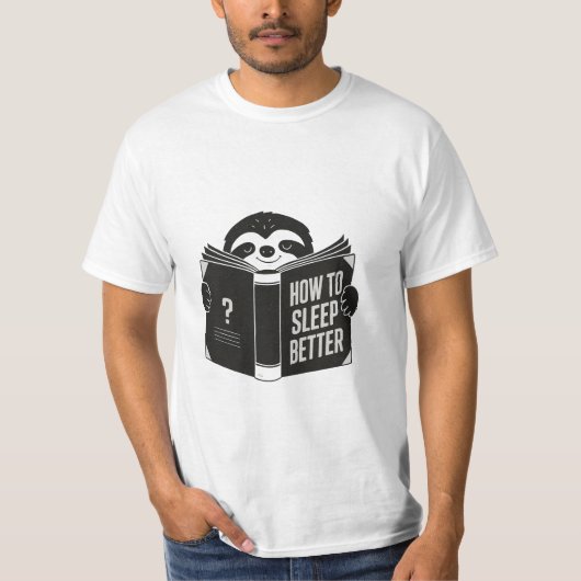 T-shirt Sleepy Sloth Lire un livre d'auto-assistance (Devant)
