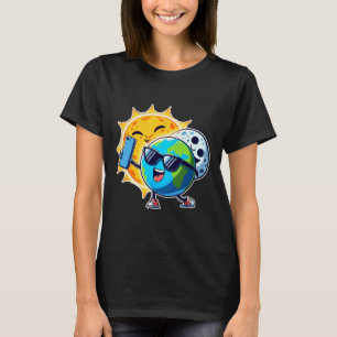 T-shirt Slefie Terre Lune Soleil Drôle Total Solaire Éclip