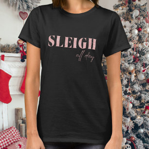 T-shirt Sleigh minimaliste noir et rose toute la journée