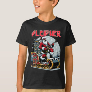 T-shirt Sleigher Salut Santa Heavy Metal Rock de Noël Xma