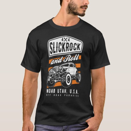 T-shirt Slickrock and Roll Moab Utah Offroad Rock Crawler  (Devant)