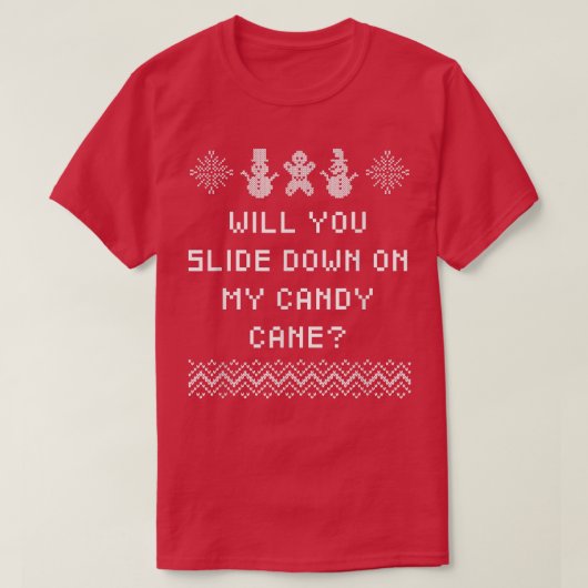 T-shirt Slide Down on My Candy Cane Christmas Joke Xmas Pu (Design devant)