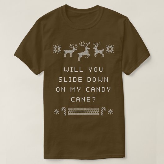 T-shirt Slide Down on My Candy Cane Christmas Joke Xmas Pu (Design devant)