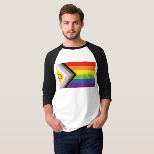 T-shirt SlipperyJoe Intersex Progrès Fierté Drapeau arc-en (Devant entier)