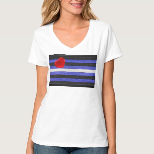 T-shirt SlipperyJoe's cuir drapeau orgueil noir bleu royal (Devant)