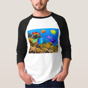 T-shirt SlipperyJoe's Fish Pride tropicale vert bleu pourp