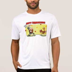 T-shirt SlipperyJoe's Thanksgiving drôle pèlerin feuille r