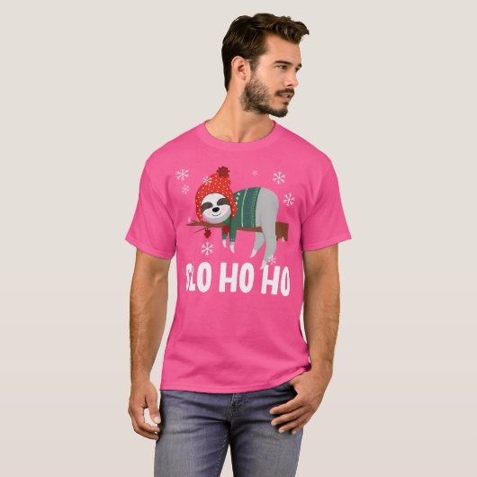 T-shirt Slo Ho Ho Sloth Noël (Devant entier)