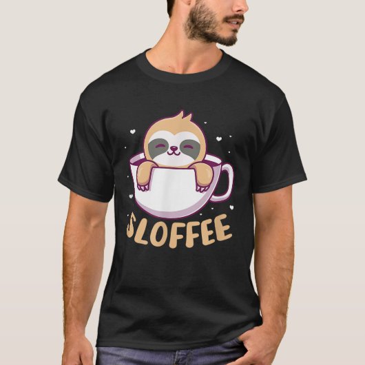 T-shirt Sloffe Sloth Coffee Kawaii (Devant)