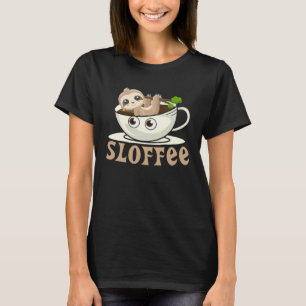 T-shirt Sloffee Paresseux Dans Tasse À Café Animal Mignon