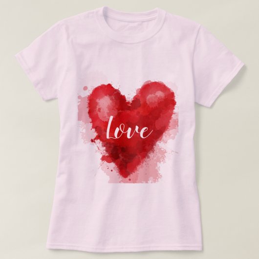 T-shirt slogan d'amour Aquarelle rouge coeur valentine (Design devant)