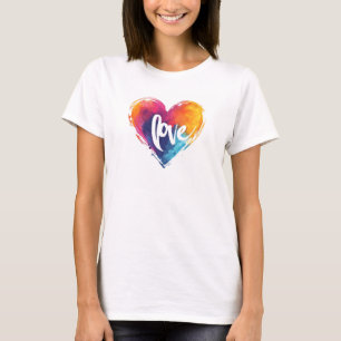 T-shirt Slogan d'amour du coeur arc-en-ciel