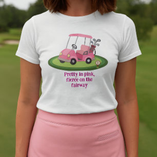 T-shirt Slogan de chariot de golf rose élégant