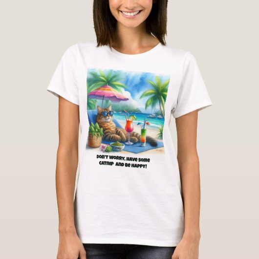 T-shirt Slogan de chat drôle à l'herbe à chat (Devant)