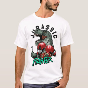 T-shirt slogan de combattant jurassique avec dinosaure en