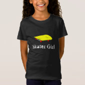 T-Shirt slogan de fille de patineur avec skateboard jaune (Devant)