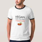 T-shirt slogan de garniture noire VEGAN DE MA HEAD TOMATOS (Devant)