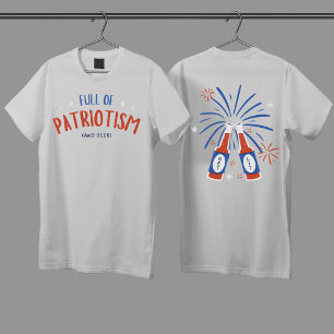 T-shirt Slogan patriotique humoristique blanc et bleu roug