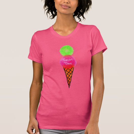 T-shirt slogan Sweet time Ice crème pop art (Devant)